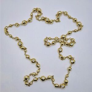 Rare Heavy Vintage Gold Tone Crystal Beaded Necklace,